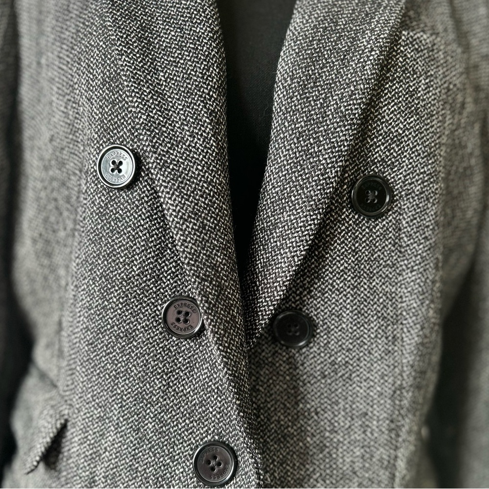 Express Gray Double-Breasted Blazer - image 4